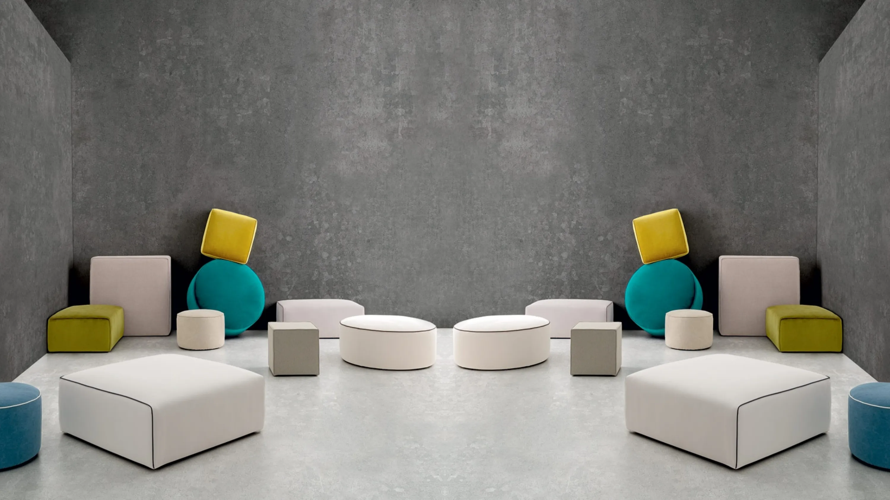 Pouf Collection in tessuto con varie forme di Felis