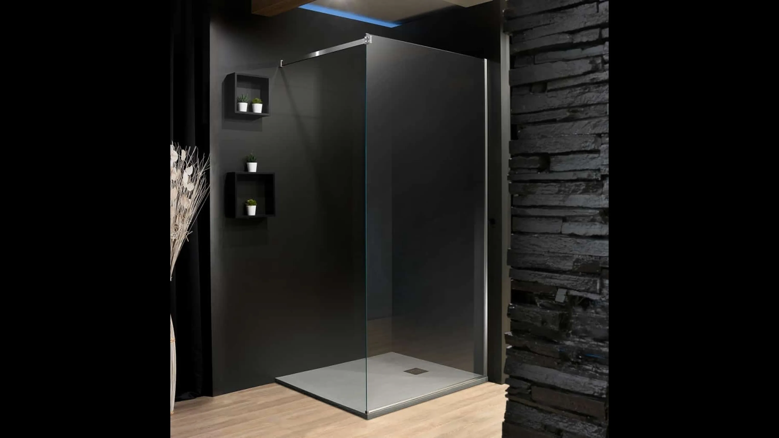 Box Doccia ad angolo con separè in vetro e acciaio Lux di Megius