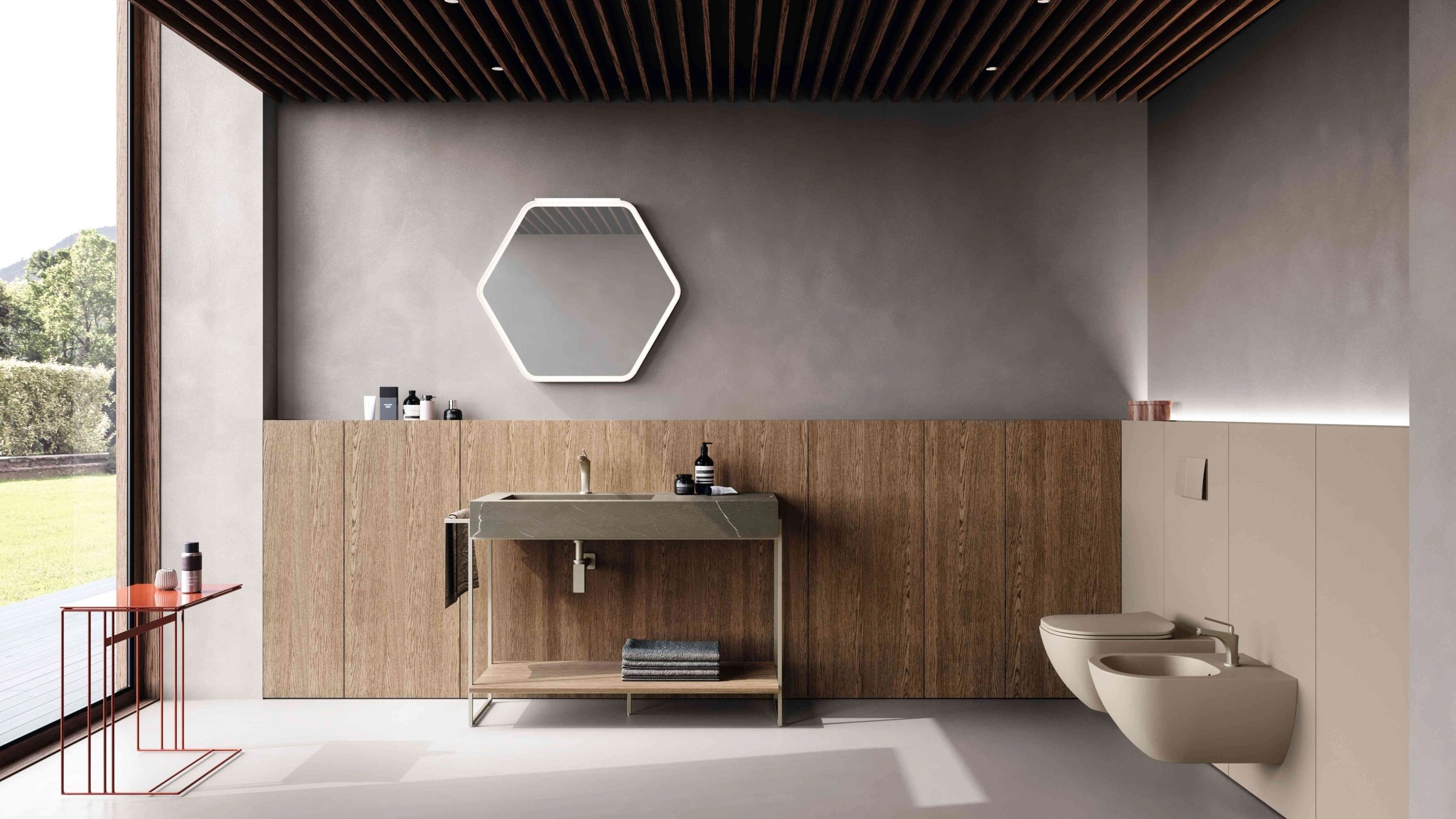 Mobile da Bagno M2 System 241 in rovere avena e gres di Baxar