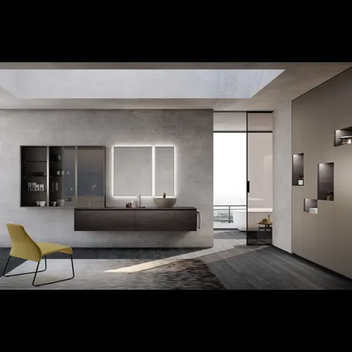Mobile da Bagno M3 System 310 in rvere moka impiallacciato di Baxar