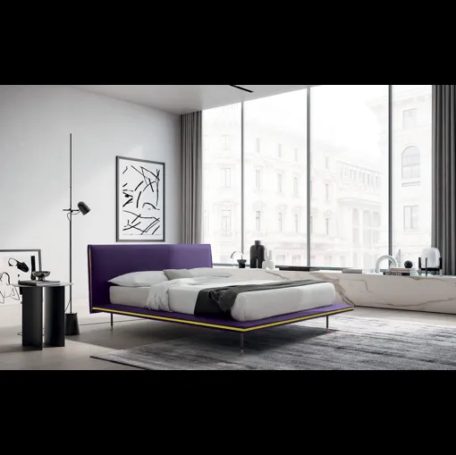 Letto dalla struttura minimal e sottile con testiera Elle di Felis