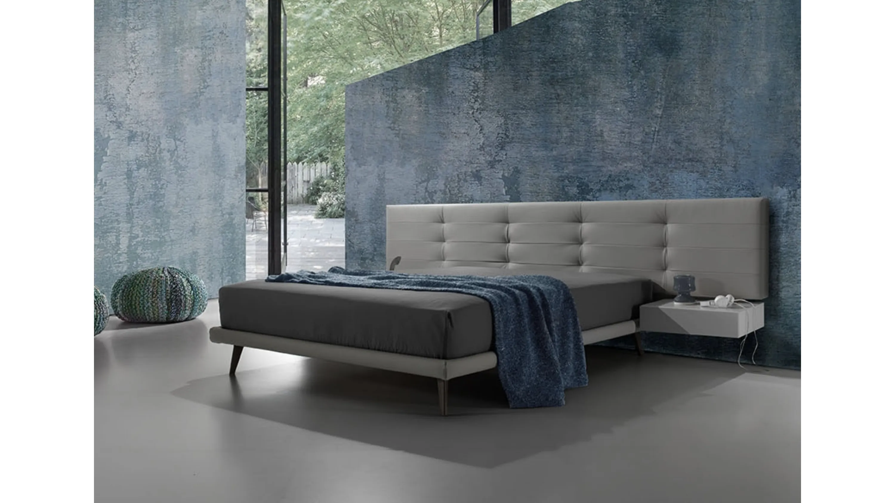Letto in pelle con testiera trapuntata Twist Tess 290 di Excò