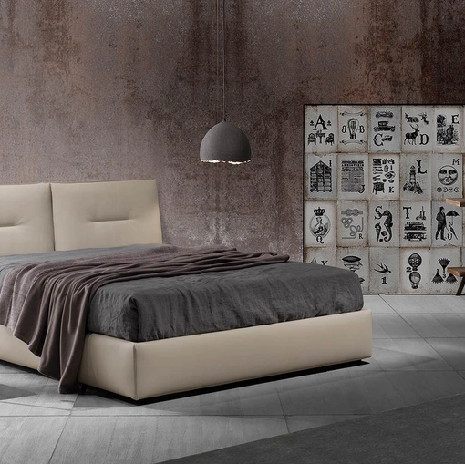 Letto matrimoniale Zoè Uno in vellutino imbottito di Excò
