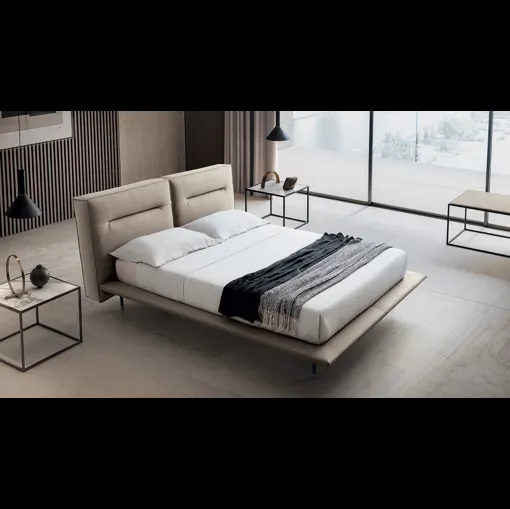 Letto con testiera in tessuto imbottito Moonlight di Felis