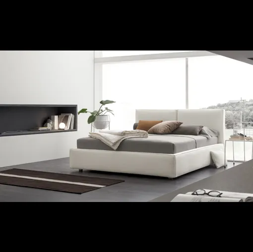Letto in tessuto imbottito con box contenitore Vega Duo Slim di V&Nice