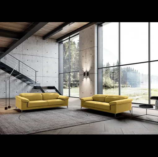 Divano relax con poggiatesta reclinabile e seduta allungabile lineare in tessuto All-In di Felis