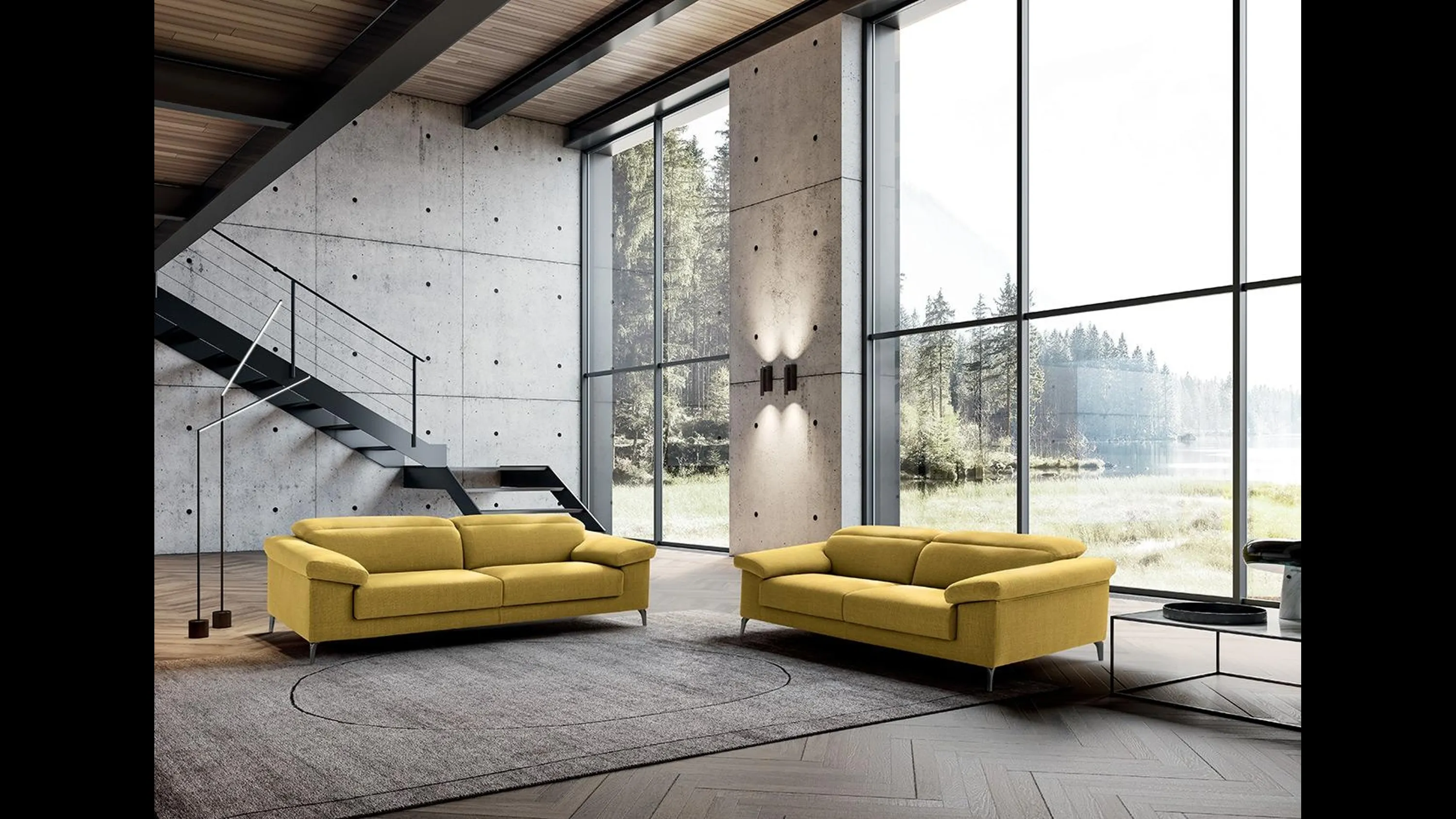 Divano relax con poggiatesta reclinabile e seduta allungabile lineare in tessuto All-In di Felis