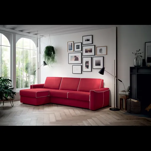 Divano Letto in tessuto con penisola Dakota di Felis