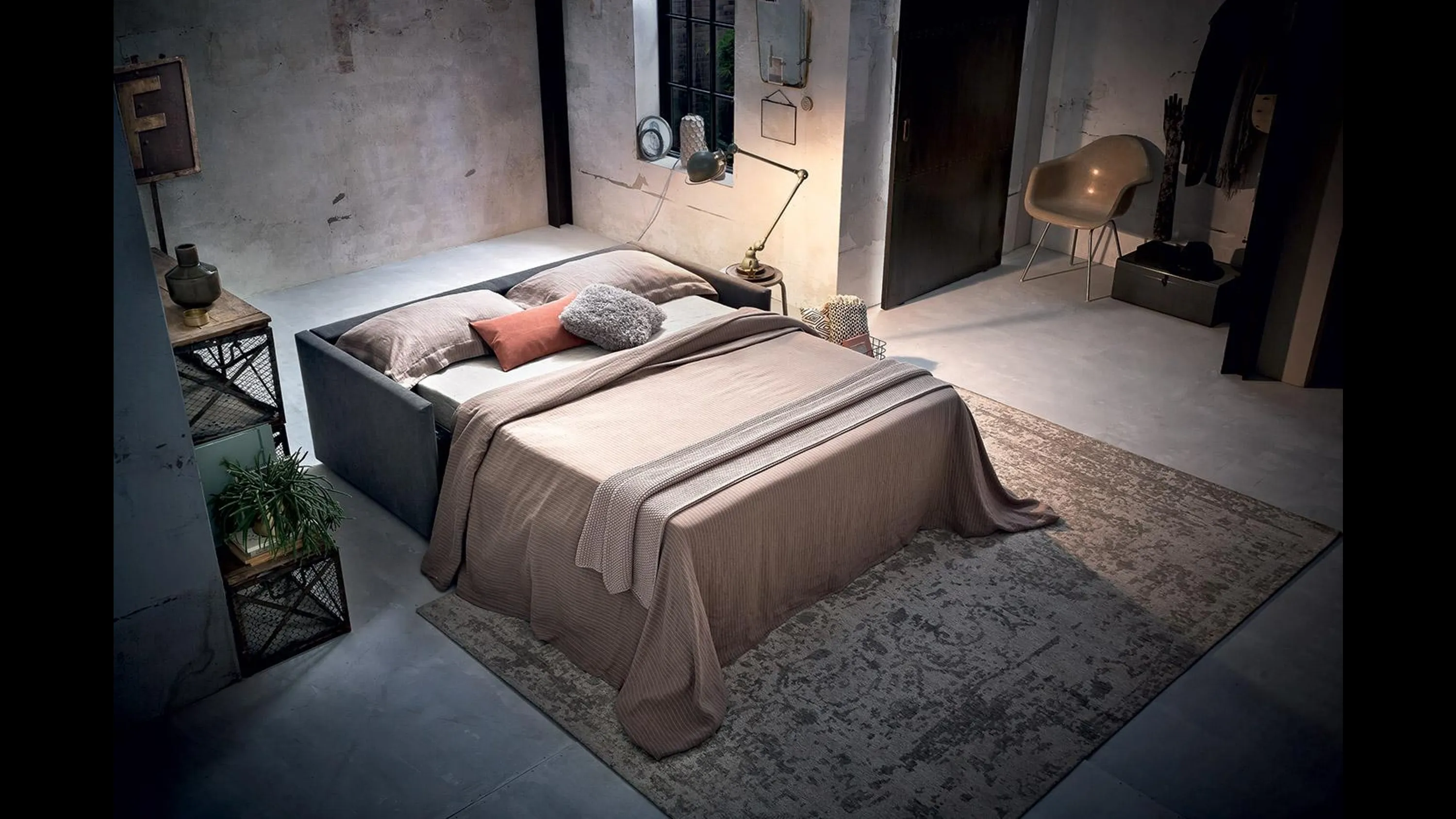 Divano Letto matrimoniale in tessuto Mark di Felis